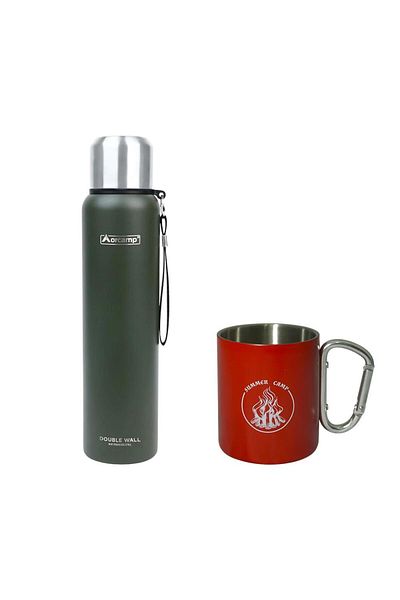 Orcamp Green 1 Lt Steel Thermos - Red Out-5050 Glass, Orc-068-A1 Model
