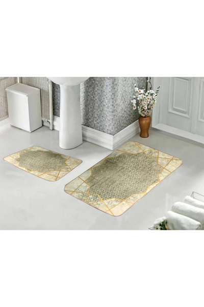 BALBAN TİCARET Σετ 2 αντιολισθητικών χαλιών μπάνιου και καθίσματος τουαλέτας ...