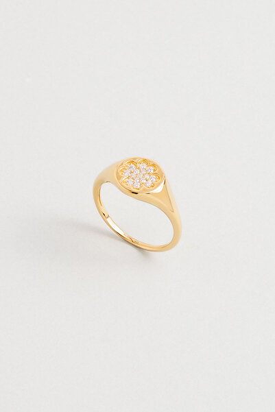 So CHIC... Yonca 18 Ayar Sarı Altın Kaplama Gümüş Minimal Yüzük