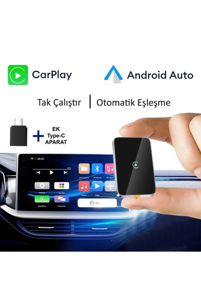 CROW'S TECH Kablosuz Carplay Yeni Tasarım Araç Multimedya Adaptörü Mini Kablo...