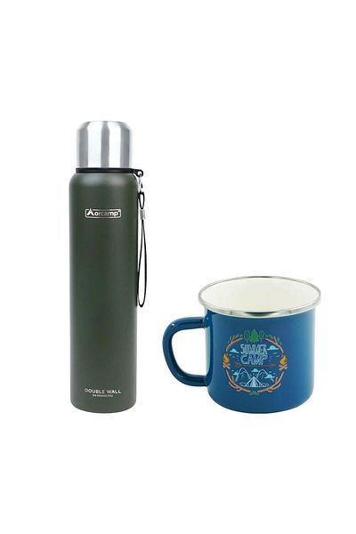 Orcamp 1 Lt Green Steel Thermos - Out-5050 Enameled Summer Mug, 180 ml Blue Orc-068-B-M4