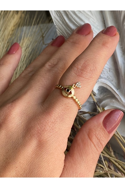 Lucios خاتم عين بتفاصيل ساحرة على شكل قلب مصنوع من الذهب (ذهبي وردي)