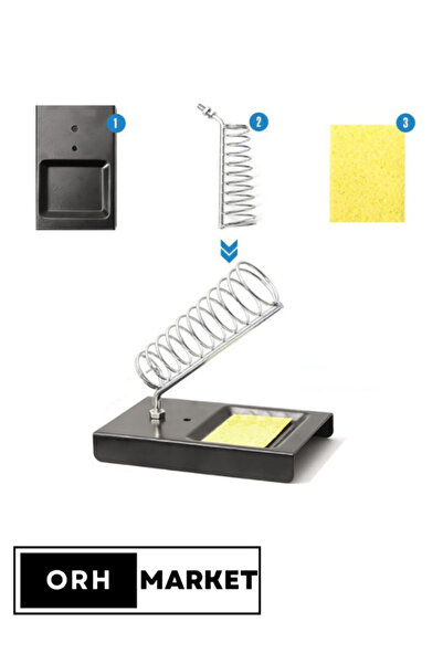 ORH Market Süngerli Yaylı Kalem Havya Standı - Metal Gövdeli, Güvenli Lehimleme Desteği