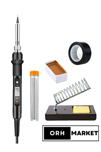 ORH Market 80w Lcd Lehimleme Seti – Dijital Havya, Metal Stand, Lehim Pastası Ve Elektrik Bandı
