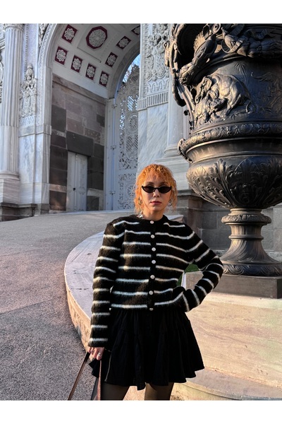 Bak'ap Преміум смугастий м'який трикотажний кардиган з ґудзиками