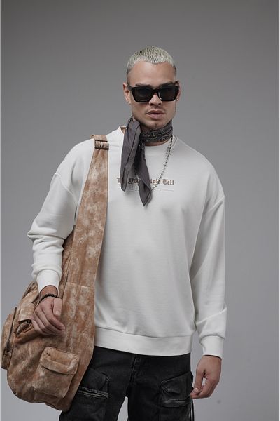 Butik Trend We Crew Neck Front Injection Printed Oversize Fit Sweatshirt