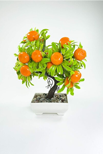 Marsilyan Decor Tree Orange Tree Potted Decorative Tree Figurine 24X13 cm