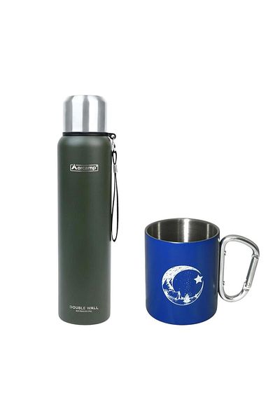 Orcamp 1 Lt Green Steel Thermos - Blue Glass, Out-1850 Orc-068-A2
