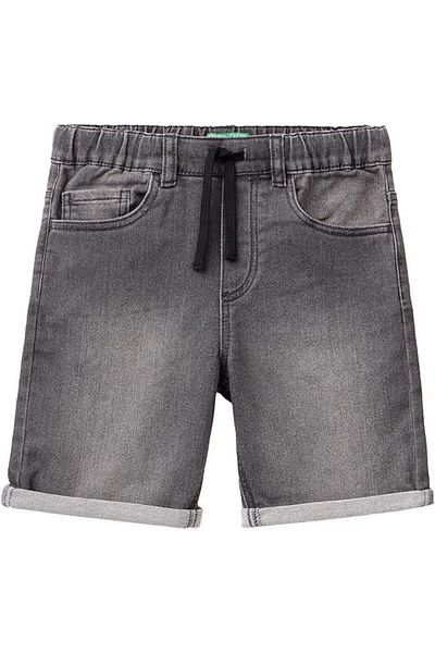 United Colors of Benetton Boy's Grey Denim Logo Casual Denim Shorts