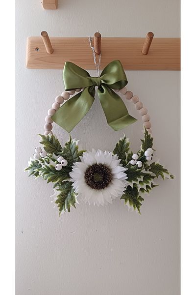 Okaliptus Tasarım Sunflower and Wooden Beaded Door Ornament