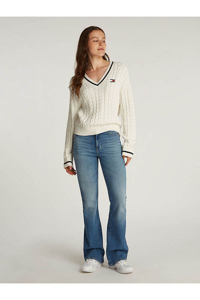 Tommy Hilfiger TJW BADGE KABEL V-NECK POTNÍK