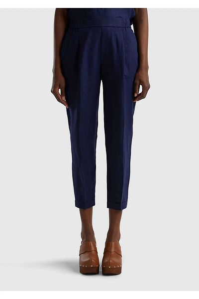 United Colors of Benetton Women's Elastic Waist Linen Trousers 312024 Agh558X5-252