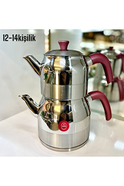 Tabibu Çelik Çaydanlık Takımı Slikon Kulp Jumbo boy 12-14Kişilik