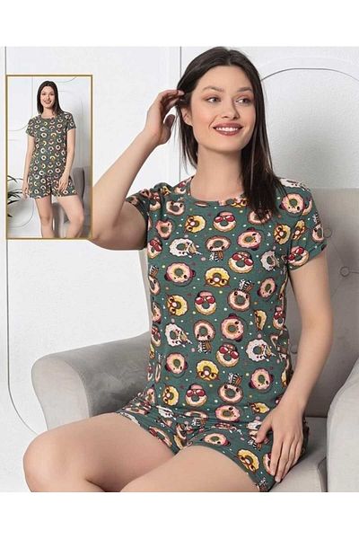 OMODAM Women's Print Short Sleeve Shorts Pajama Set