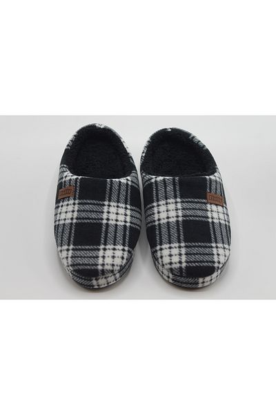 fluffy Ανδρικές παντόφλες για το σπίτι με στάμπα Fleece καρό/καμουφλάζ, βελούδινο εσωτερικό, χοντρή και αντιολισθητική σόλα