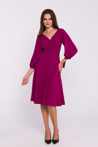 Stylove A flared dress with tie-up sleeves