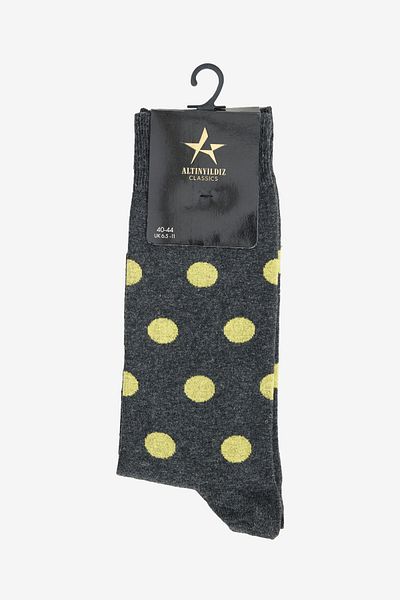 ALTINYILDIZ CLASSICS Men's Anthracite-Yellow Patterned Socks