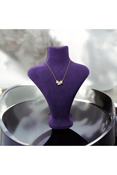 feyza collection Işıltılı Fiyonk 316L Kararmaz Gold Çelik Kolye