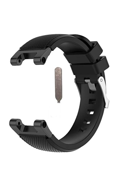 Gpack Amazfit T Rex Kordon Silikon Çizgili Silikon Kançalı Siyah