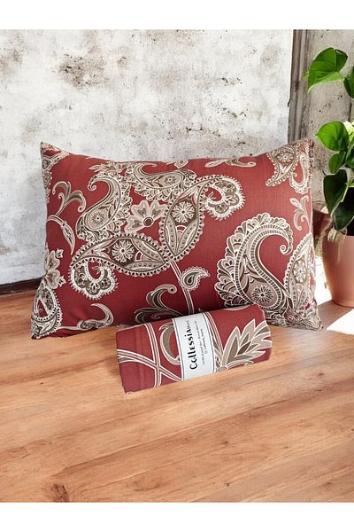 CollessiaHome Burgundy Single Fitted Sheet Set - 100% Cotton Satin Patterned