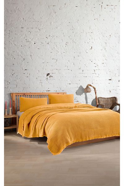 destinyhometex 100% Cotton Waffle Bedspread 230X250 cm Double King Size