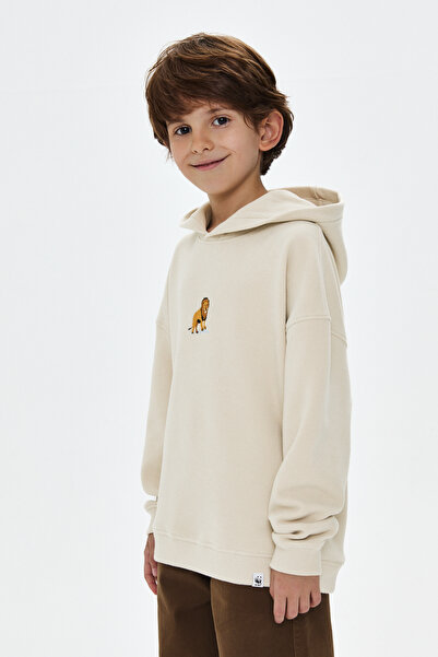 WWF Market Parchment Beige Lion Supersoft Kids Hoodie
