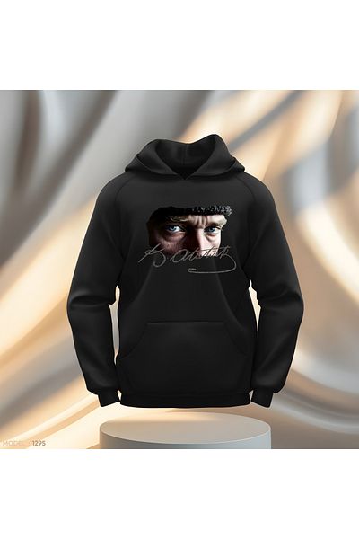 Gölge Store Ανδρικό γυναικείο φούτερ με κουκούλα με κουκούλα με υπογραφή Atatürk Blue Eyes