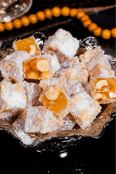 SAFRANTAT Vegan Turkish Delight with Saffronbole - Glucose Free, 100% Natural, Double Hazelnut (Net 230 Gr)
