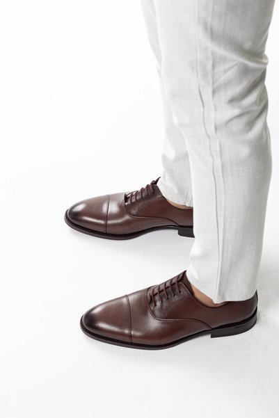 Nedim Edessa Ndm1001-1 100% Genuine Calf Leather Men's Classic Shoes Lace-Up Stylish Office Business Shoes Brown