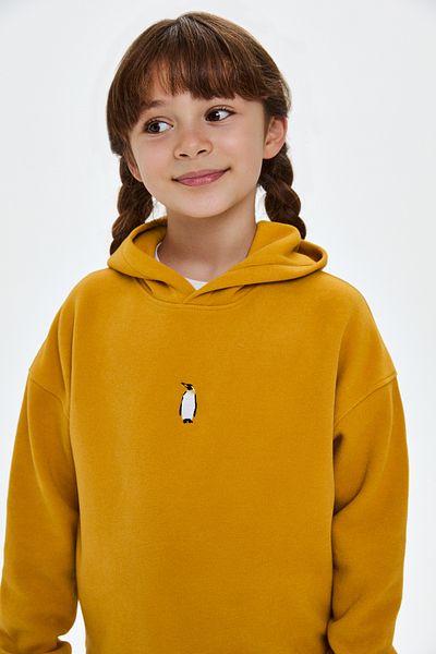 WWF Market Emperor Penguin Supersoft Kids Hoodie - Mustard