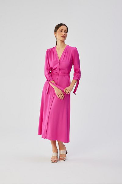 Stylove A viscose midi dress with tie cuffs