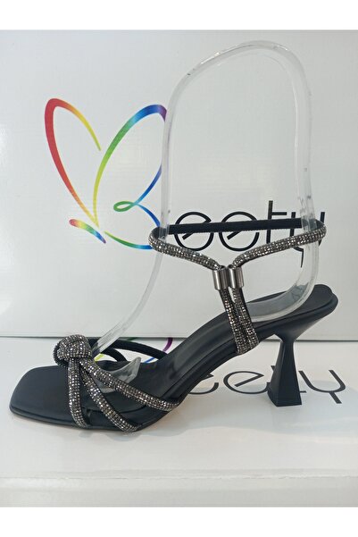 Beety 23by129.1108 siyah saten 7 cm İnce topuklu ayakkabı