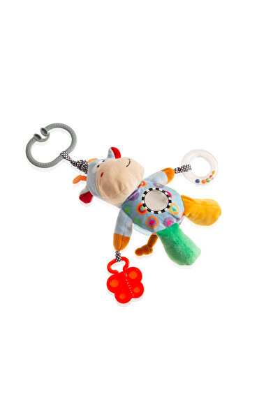 Babyjem Titreşimli Hışırtılı Çıngıraklı Puset & Bebek Arabası Oyuncağı - Mavi Inek