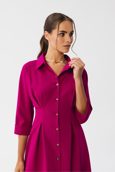 Stylove A shirt dress with pleats at the waist