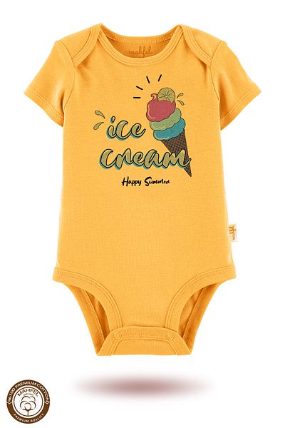 MAHFEL 2-Piece 100% Cotton Organic Printed Snap Fastener Baby Bodysuit