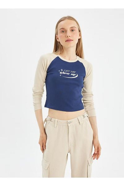 DeFacto Tricou cu mânecă lungă imprimat cu guler roșu