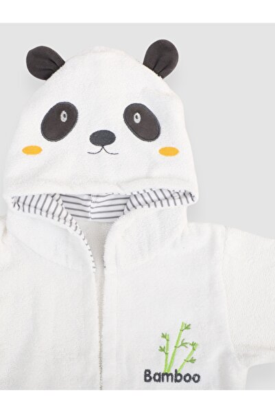 Bebitof 0-24 Months Baby Bathrobe Set - Panda Patterned Bamboo