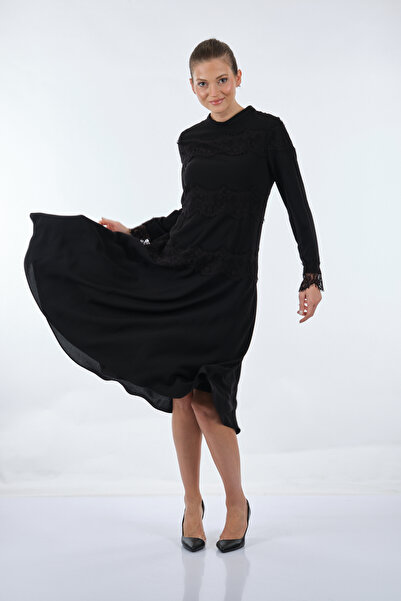 SEÇİL Жіноче плаття середньої довжини - довгі рукави - мереживні деталі - для щоденного носіння та особливих випадків