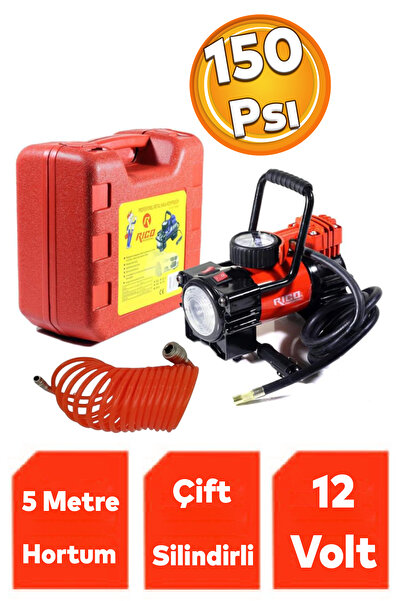 Rico Metal Profesyonel Hava Kompresörü 150 Psı Çakmaklık Araba Çift Pistonlu ...