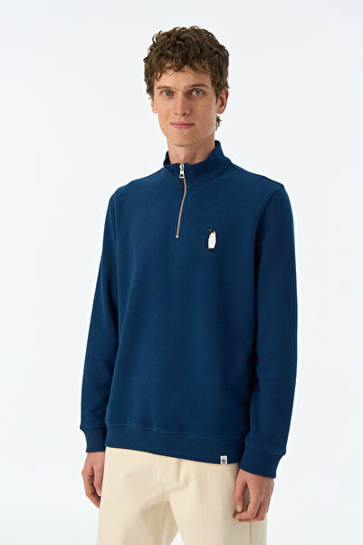 WWF Market İmparator Penguen SuperSoft Quarter-Zip Sweatshirt - Lacivert