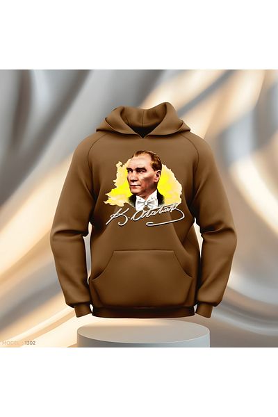 Gölge Store Ataturk Signature Yellow Slimfit Hoodie με κουκούλα - Ανδρικό και γυναικείο φούτερ