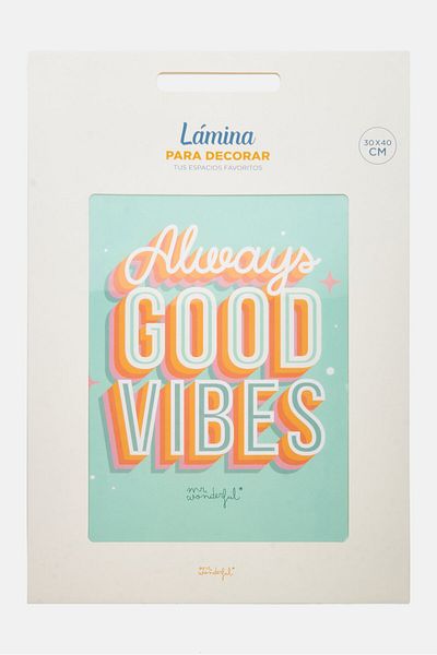 Mr. Wonderful Good Vibes Always Decorative Print - 30X40 Cm, White