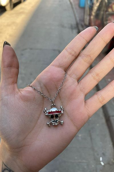 Köstebek One Piece Anime Logo Silver Necklace