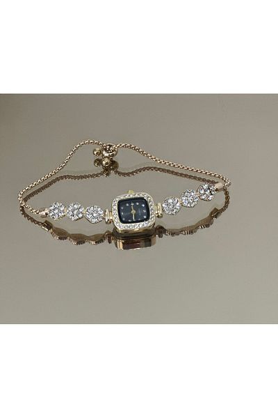 QUARTZ Women's Watch with Elevator Bracelet Cord Stone