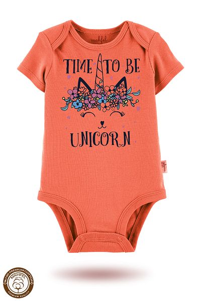 MAHFEL 2-Piece 100% Cotton Organic Printed Snap Fastener Baby Bodysuit