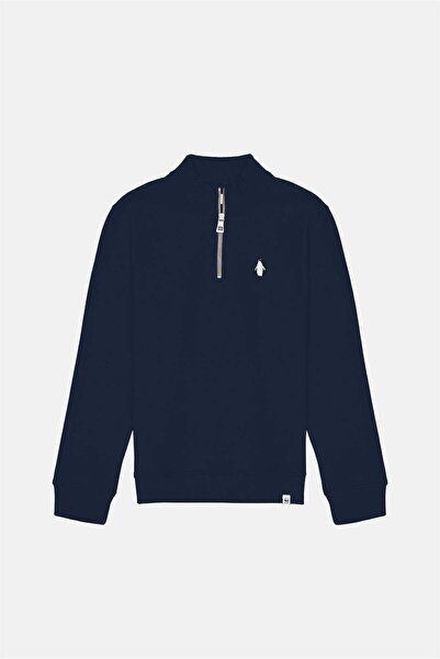 WWF Market İmparator Penguen SuperSoft Quarter-Zip Sweatshirt - Lacivert