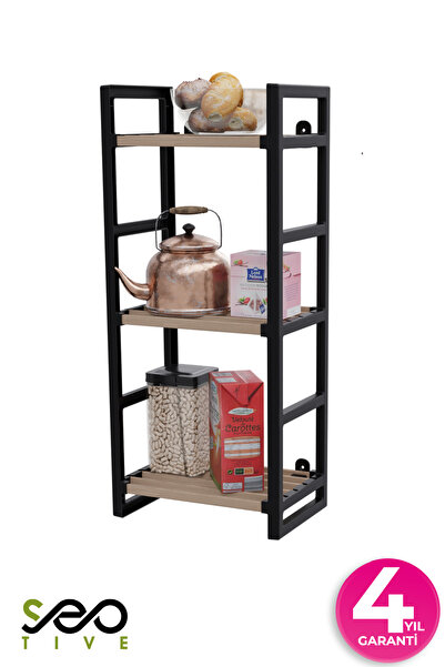 SEOTIVE 3 Katlı Süper Kalite Siyah Ahşap Ayakkabılık