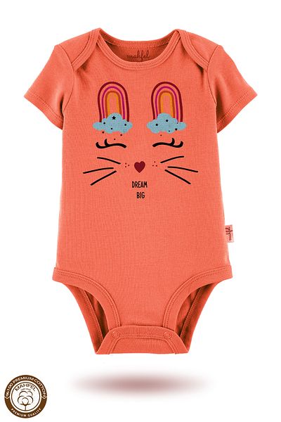 MAHFEL 2-Piece 100% Cotton Organic Printed Snap Fastener Baby Bodysuit