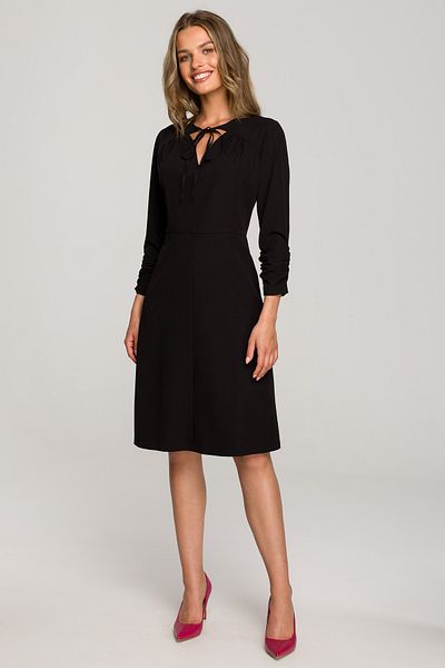 Stylove A-line dress with a tie in the neckline