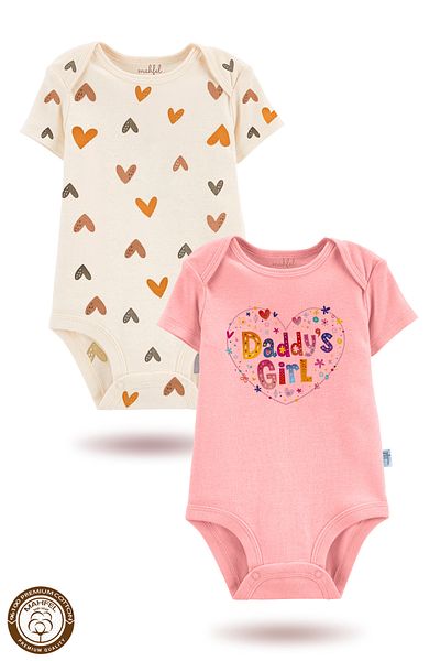 MAHFEL 2-Piece 100% Cotton Organic Printed Snap Fastener Baby Bodysuit